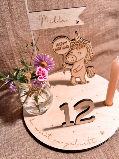 Geburtstagsteller Einhorn